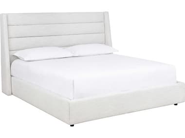 Sunpan Emmit Merino Pearl White Upholstered King Platform Bed SPN110096