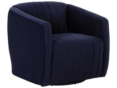 Sunpan Garrison 31" Swivel Blue Fabric Accent Chair SPN110185
