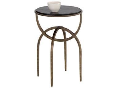 Sunpan Alicent 16" Round Black Marble End Table SPN110190
