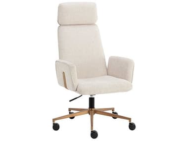 Sunpan Kalev Chacha Cream Upholstered Adjustable Computer Chair SPN110264