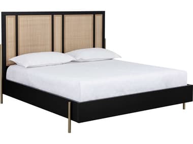 Sunpan Avida Gold Black natural Oak Wood King Platform Bed SPN110387