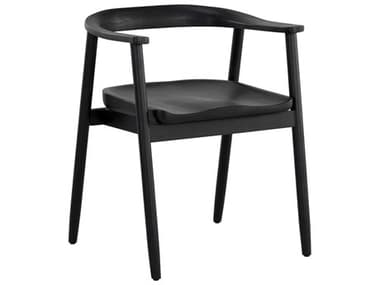 Sunpan Jeremy Oak Wood Black Arm Dining Chair SPN110457