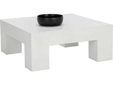 Sunpan Renley Square Concrete White Coffee Table SPN110475