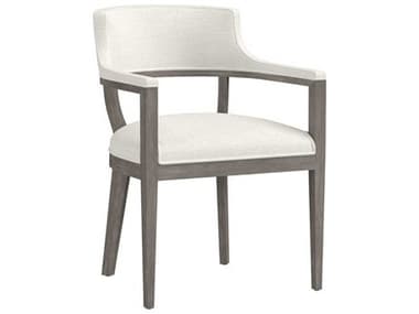 Sunpan Brylea Oak Wood White Fabric Upholstered Arm Dining Chair SPN110520