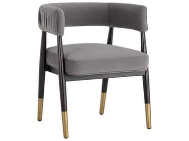 Sunpan Westport Birch Wood Gray Fabric Upholstered Arm Dining Chair SPN110527