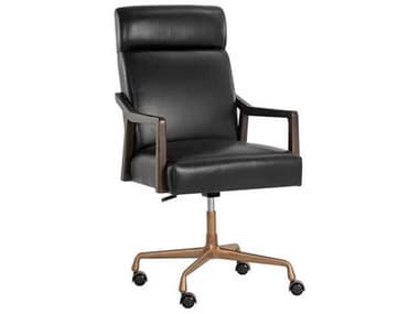 Sunpan Westport Black Leather Adjustable Computer Office Chair SPN110540