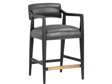 Sunpan Keagan 21" Keagan Counter Stool Brentwood Charcoal Leather SPN110558