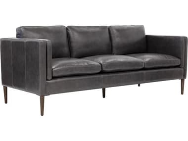Sunpan Richmond 84" Brentwood Charcoal Leather Black Upholstered Sofa SPN110576
