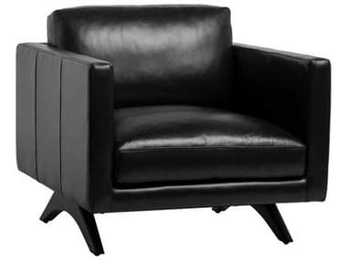 Sunpan Rogers 32" Black Leather Accent Chair SPN110577