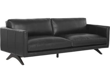 Sunpan Rogers 84" Cortina Black Leather Upholstered Sofa SPN110580