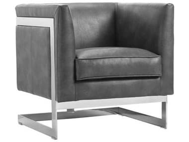 Sunpan Yvette 27" Gray Leather Accent Chair SPN110608