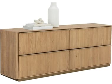 Sunpan Kalla 72" Wide 4-Drawers Oak Wood Double Dresser SPN110778