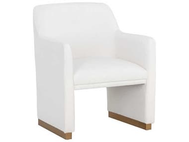 Sunpan Jaime White Fabric Upholstered Arm Dining Chair SPN110833