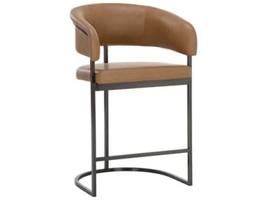 Sunpan Ikon Gunmetal Faux Leather Upholstered Counter Stool SPN110907