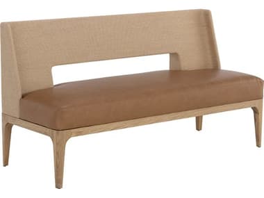 Sunpan Brocco Milliken Cognac Brown Faux Leather Accent Bench SPN110928