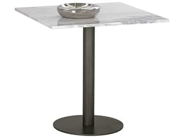 Sunpan Claudia 30" Square Marble White Pewter Dining Table SPN110981