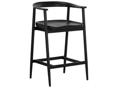 Sunpan Jeremy Black Oak Wood Counter Stool SPN111007