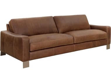 Sunpan Rafael 97" Aged Cognac Leather Brown Upholstered Sofa SPN111034