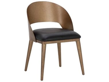 Sunpan Dezirae Charcoal Black Leather Upholstered Side Dining Chair SPN111041