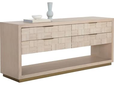 Sunpan Akava 78" Wide 4-Drawers Oak Wood Double Dresser SPN111063