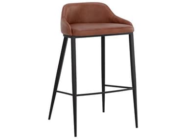 Sunpan Astra Black Cinnamon Brown Faux Leather Upholstered Bar Stool SPN111082