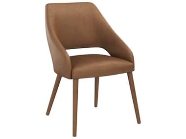 Sunpan Galen Brown Leather Upholstered Side Dining Chair SPN111084
