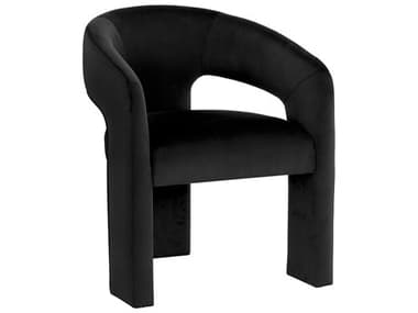 Sunpan Isidore Black Fabric Upholstered Arm Dining Chair SPN111096