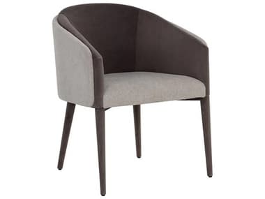 Sunpan Sheva Brown Fabric Upholstered Arm Dining Chair SPN111223
