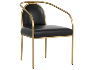 Sunpan Cicero Black Faux Leather Arm Dining Chair SPN111238