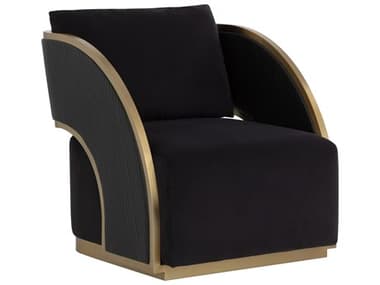 Sunpan Baz Swivel Black Accent Chair SPN111242