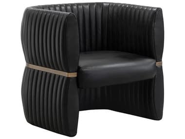 Sunpan Tryor 32" Black Leather Accent Chair SPN111261
