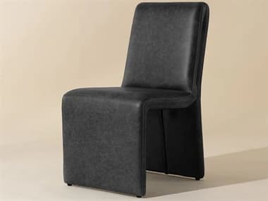 Sunpan 5west Black Leather Upholstered Side Dining Chair SPN111293