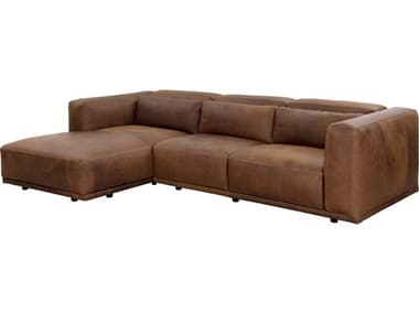 Sunpan Beau 114" Wide Brown Leather Upholstered Sectional Sofa SPN111310