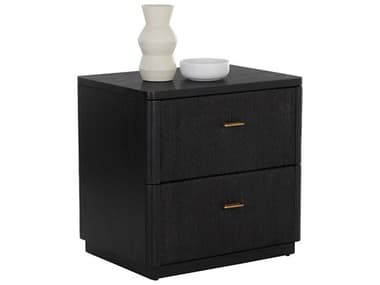 Sunpan Etienne 24" Wide 2-Drawers Oak Wood Nightstand SPN111314