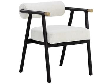 Sunpan Sova Gray Fabric Upholstered Arm Dining Chair SPN111340