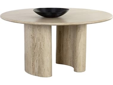 Sunpan Savona 59" Round Marble Natural Dining Table SPN111359