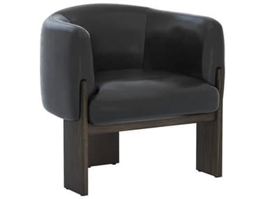 Sunpan Trine 32" Black Leather Accent Chair SPN111408