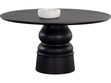 Sunpan Quinton 60" Round Wood Black Dining Table SPN111417