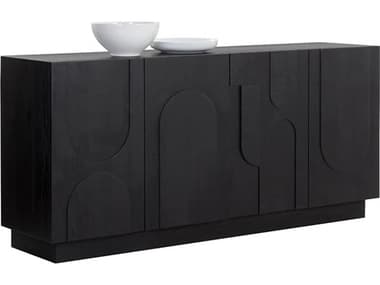 Sunpan Cove 74" Oak Wood Black Sideboard SPN111419