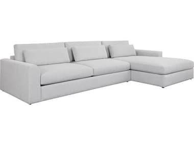 Sunpan Merrick 151" Wide Gray Fabric Upholstered Sectional Sofa SPN111443