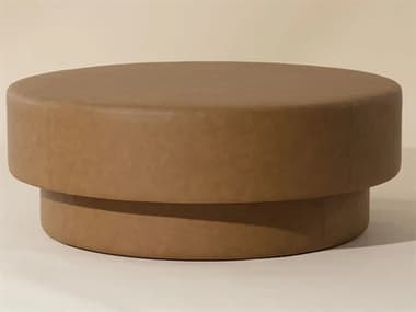 Sunpan Arlo Brown Faux Leather Ottoman SPN111671