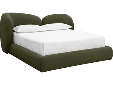 Sunpan Esme Green Pine Wood Upholstered King Platform Bed SPN111855