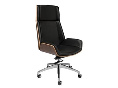 Sunpan Rhett Black Faux Leather Adjustable Executive Desk Chair SPN111903