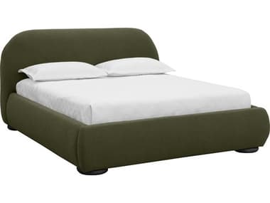 Sunpan Marin Green Oak Wood Upholstered King Platform Bed SPN111926