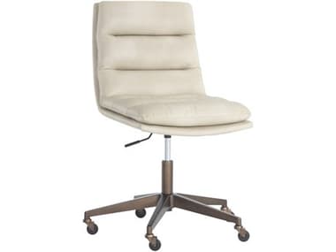 Sunpan Stinson White Faux Leather Adjustable Swivel Computer Office Chair SPN111972