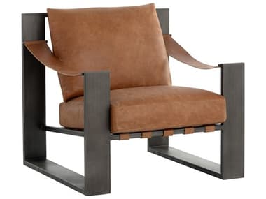 Sunpan Berke Brown Leather Accent Chair SPN112075