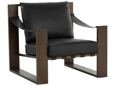 Sunpan Berke Black Leather Accent Chair SPN112076