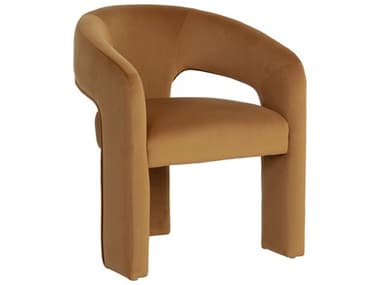 Sunpan Isidore Solid Wood Gold Upholstered Arm Dining Chair SPN112112