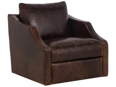 Sunpan Orwell Swivel Brown Leather Accent Chair SPN112160