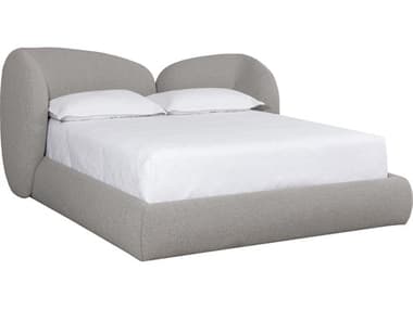 Sunpan Esme Brown Pine Wood Upholstered King Platform Bed SPN112179
